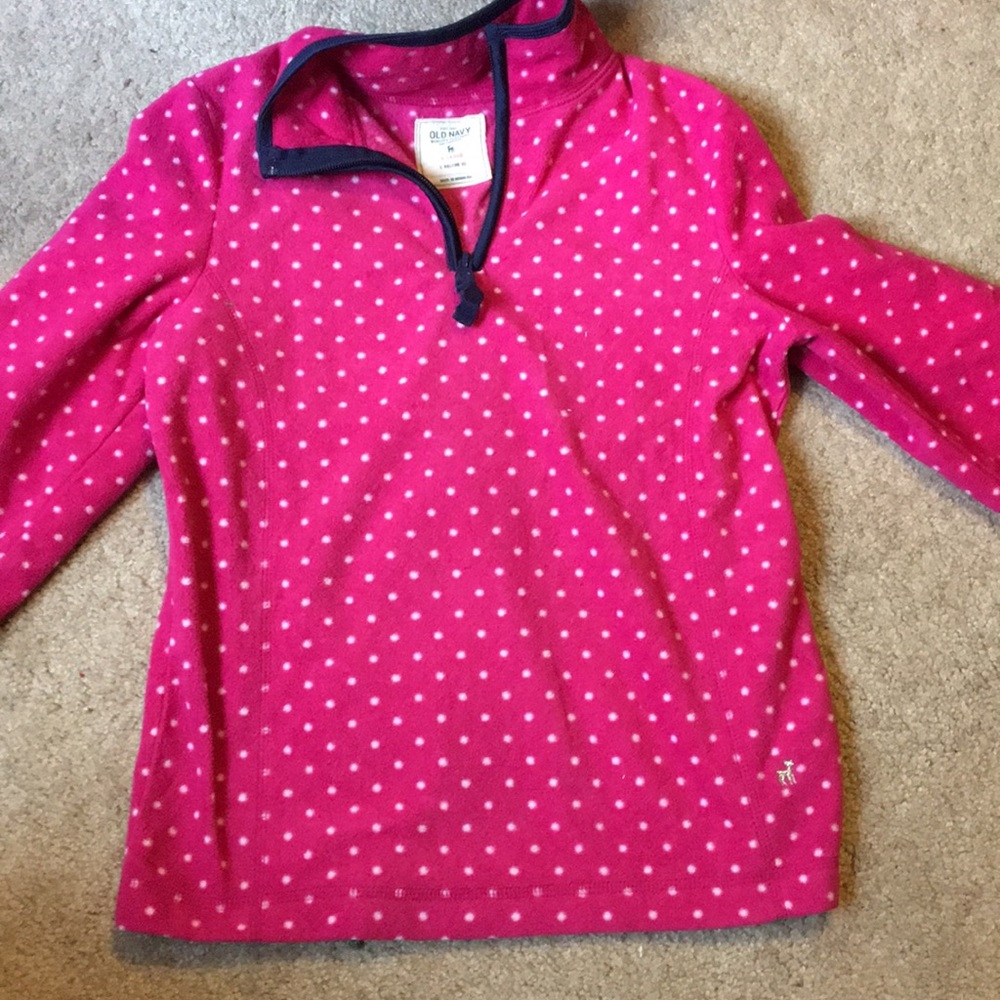 Polka dot fleece pullover